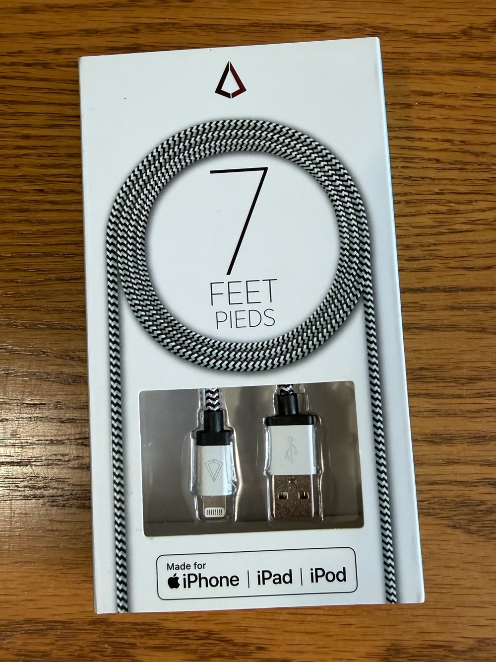 Braided 7-Foot Lightning to USB Cable for iPhone iPad iPod - Black & White